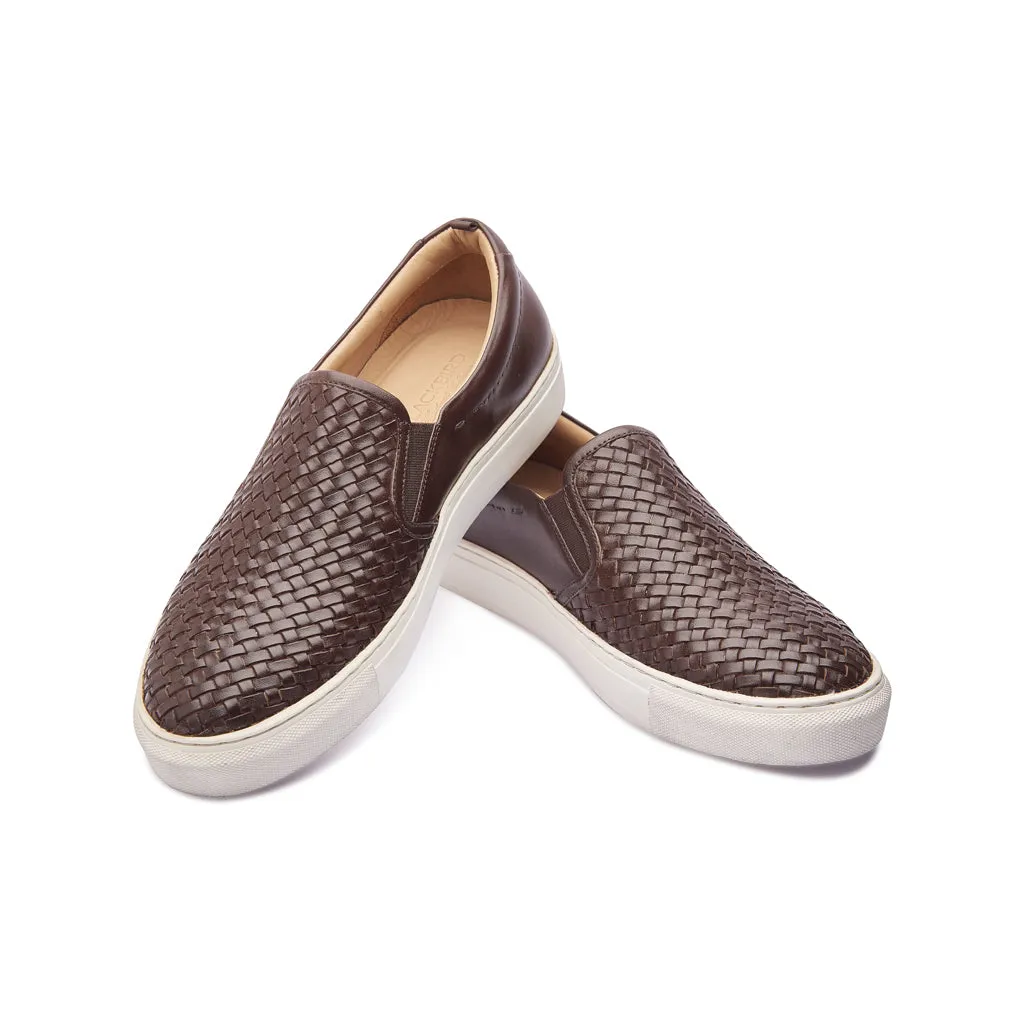 Paolo, Slip-on Sneaker - Brown Woven | Smart Casuals