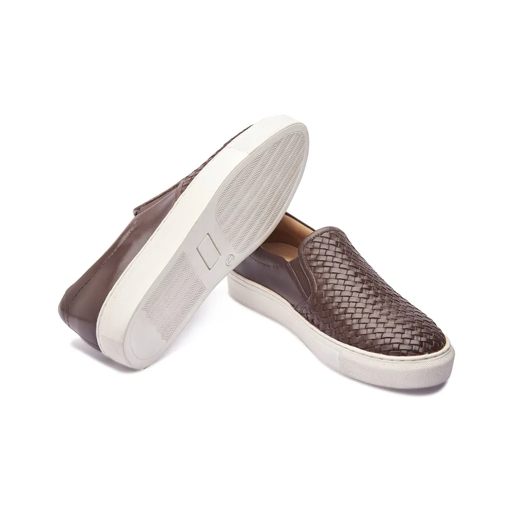 Paolo, Slip-on Sneaker - Brown Woven | Smart Casuals