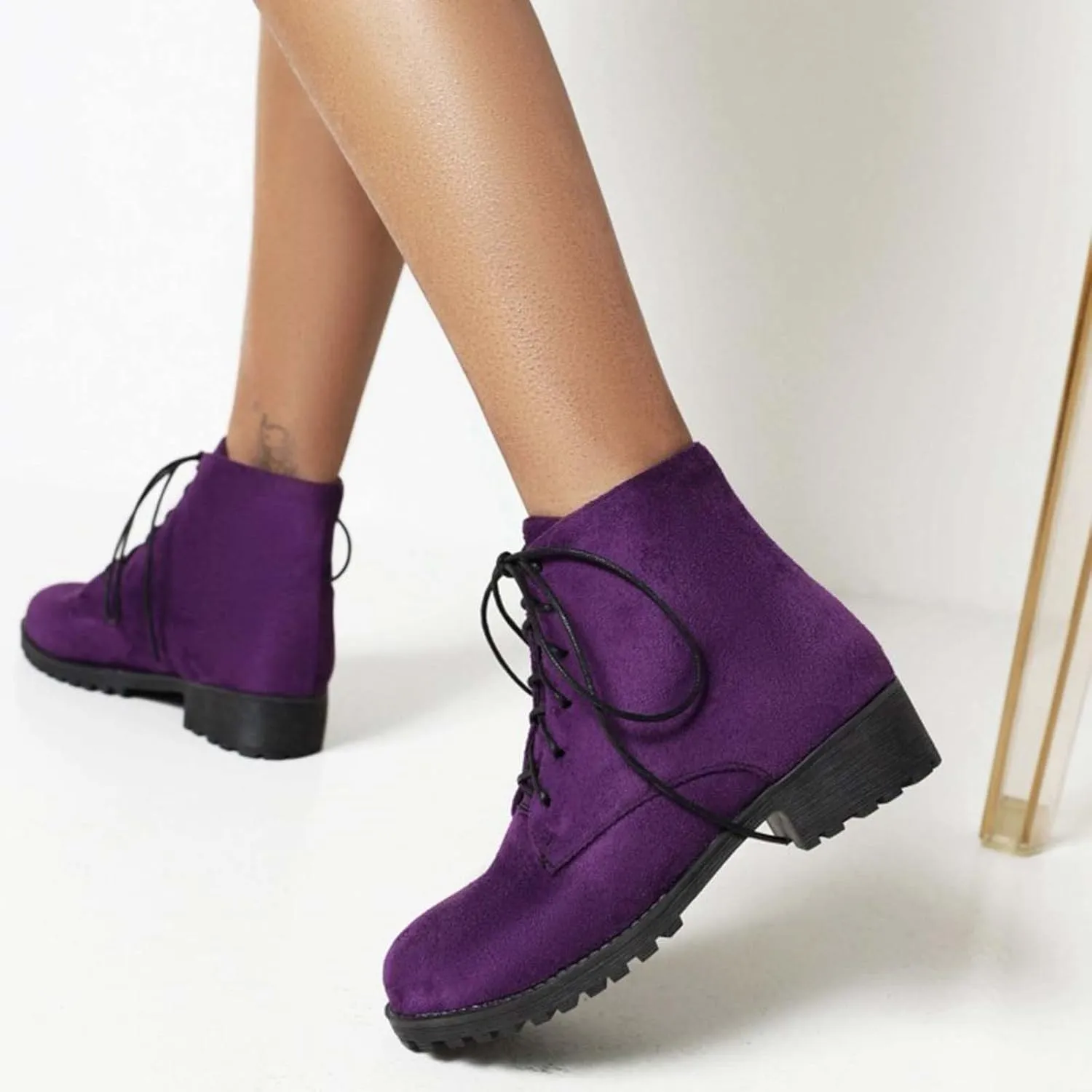 Platform Boots for Women Ankle Brown Booties Women Women's Western Booties Brown Boot Laces Men Fashion Casual Comfy Soft Slip on Pointed Toe Leather Casual