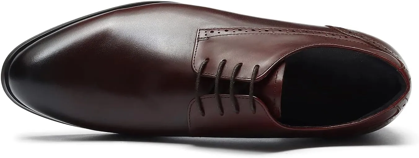 Santimon Mens Dress Fomal Oxfords Fashion Wedding Prom Business Genuine Leather Derby Casual Walking Shoes fo Men Boy