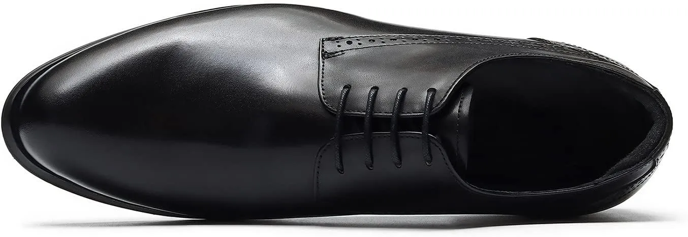 Santimon Mens Dress Fomal Oxfords Fashion Wedding Prom Business Genuine Leather Derby Casual Walking Shoes fo Men Boy