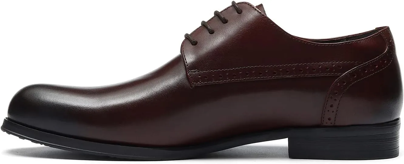 Santimon Mens Dress Fomal Oxfords Fashion Wedding Prom Business Genuine Leather Derby Casual Walking Shoes fo Men Boy