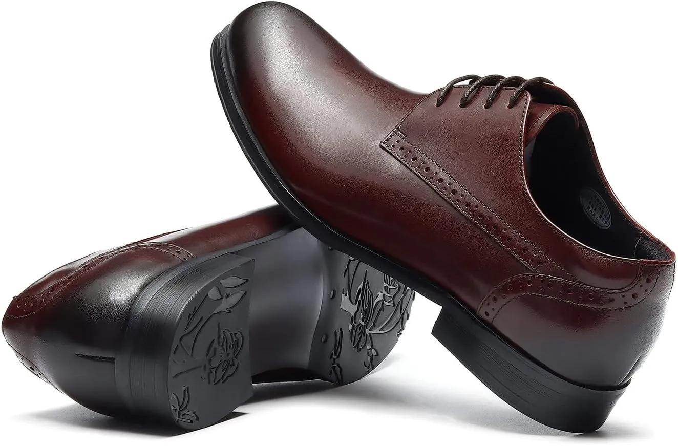 Santimon Mens Dress Fomal Oxfords Fashion Wedding Prom Business Genuine Leather Derby Casual Walking Shoes fo Men Boy