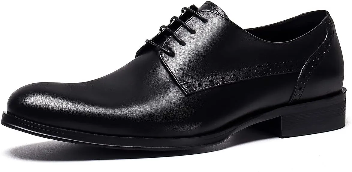 Santimon Mens Dress Fomal Oxfords Fashion Wedding Prom Business Genuine Leather Derby Casual Walking Shoes fo Men Boy
