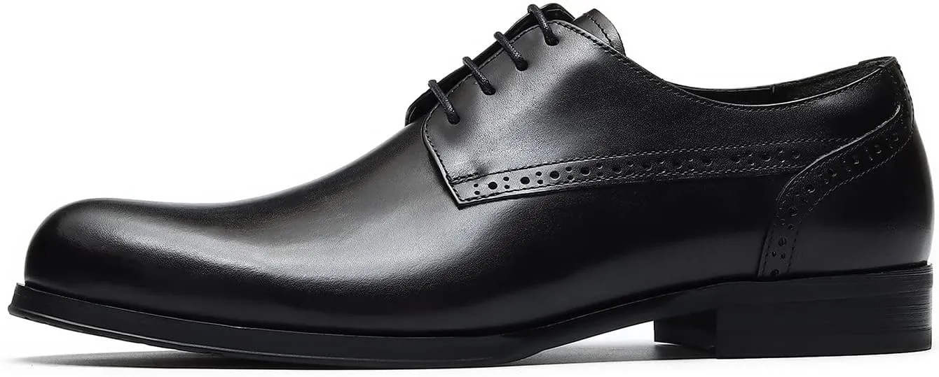 Santimon Mens Dress Fomal Oxfords Fashion Wedding Prom Business Genuine Leather Derby Casual Walking Shoes fo Men Boy