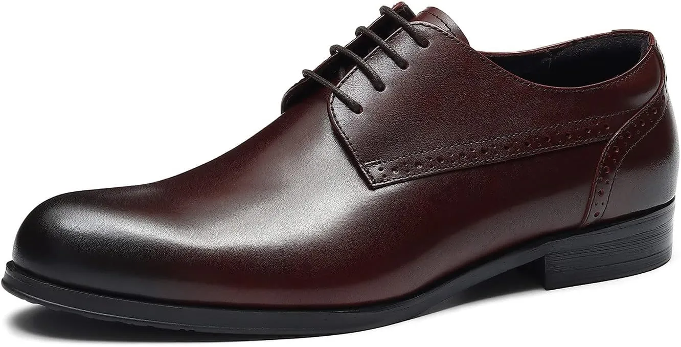 Santimon Mens Dress Fomal Oxfords Fashion Wedding Prom Business Genuine Leather Derby Casual Walking Shoes fo Men Boy
