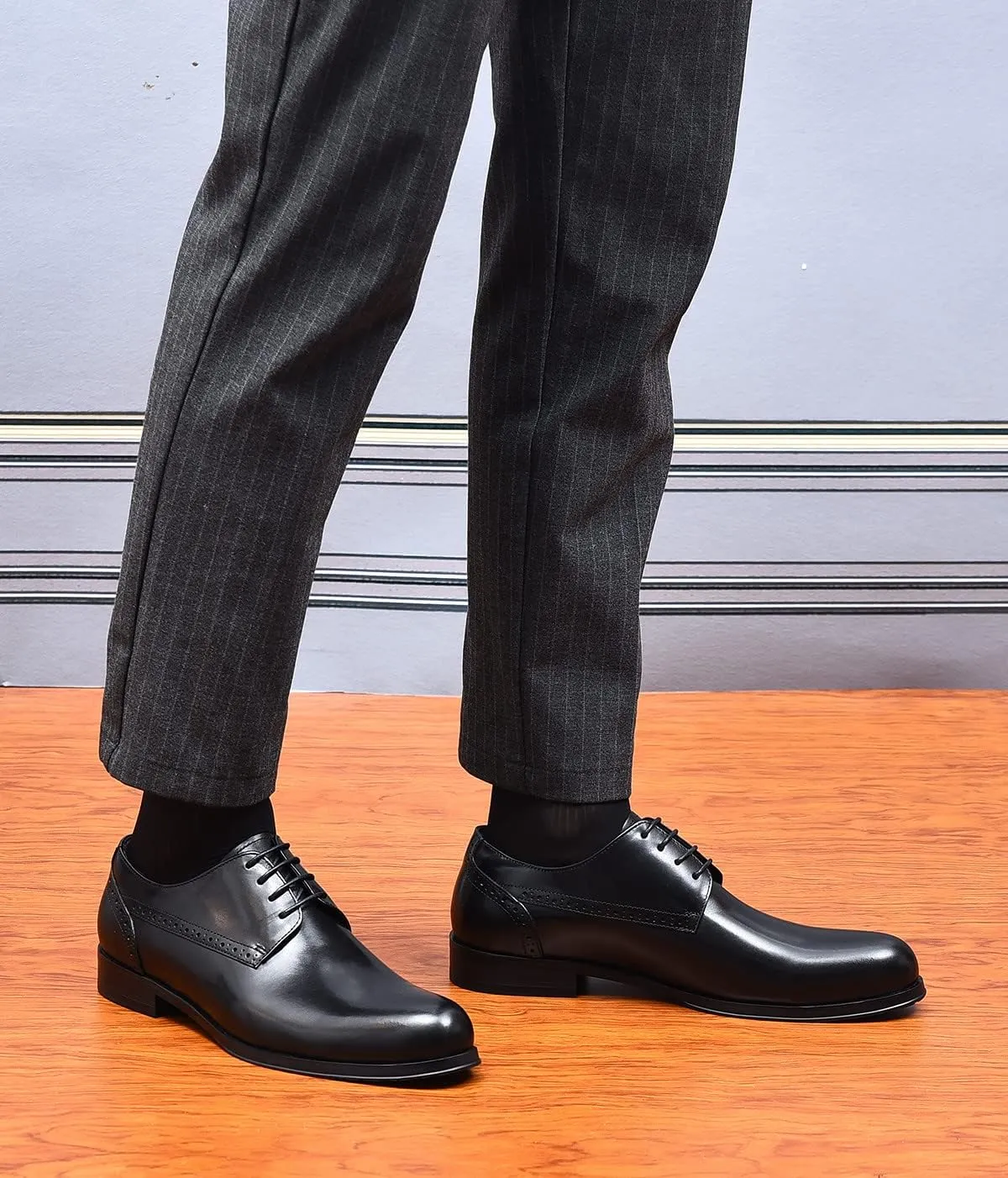 Santimon Mens Dress Fomal Oxfords Fashion Wedding Prom Business Genuine Leather Derby Casual Walking Shoes fo Men Boy