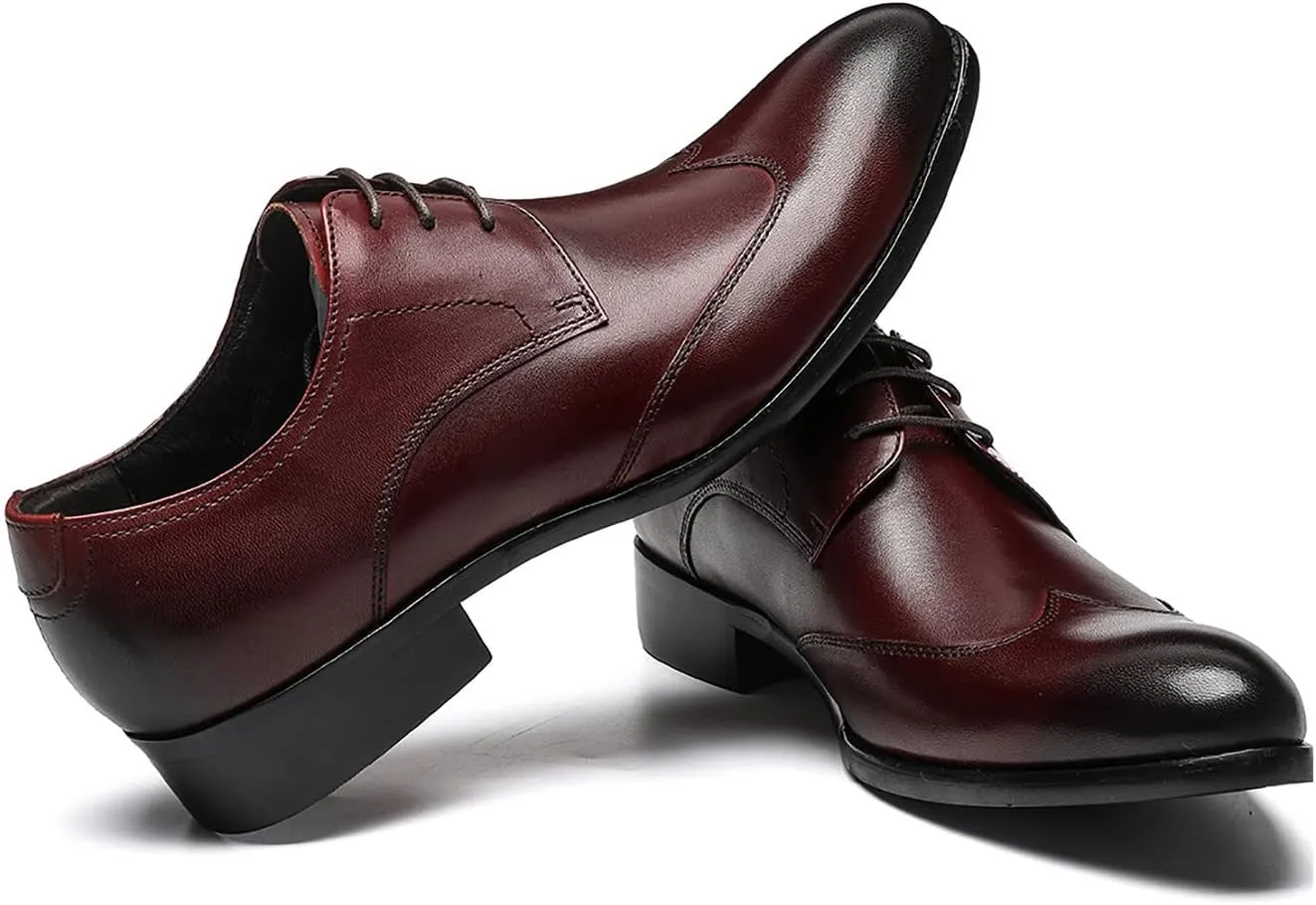 Santimon Mens Dress Shoes Fomal Leather Oxfords Fashion Wedding Prom Business Derby Casual Walking Shoes fo Men Boy