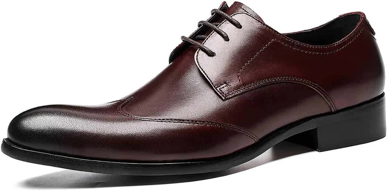 Santimon Mens Dress Shoes Fomal Leather Oxfords Fashion Wedding Prom Business Derby Casual Walking Shoes fo Men Boy