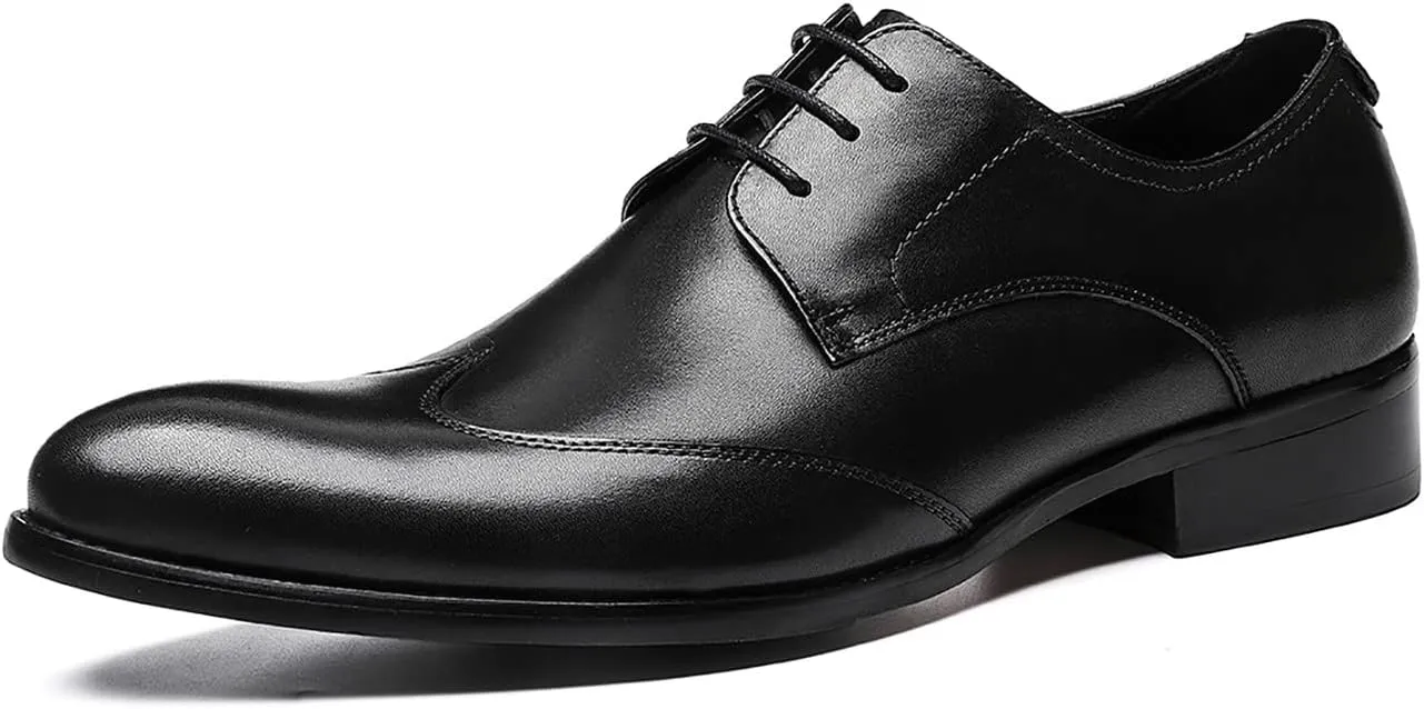Santimon Mens Dress Shoes Fomal Leather Oxfords Fashion Wedding Prom Business Derby Casual Walking Shoes fo Men Boy