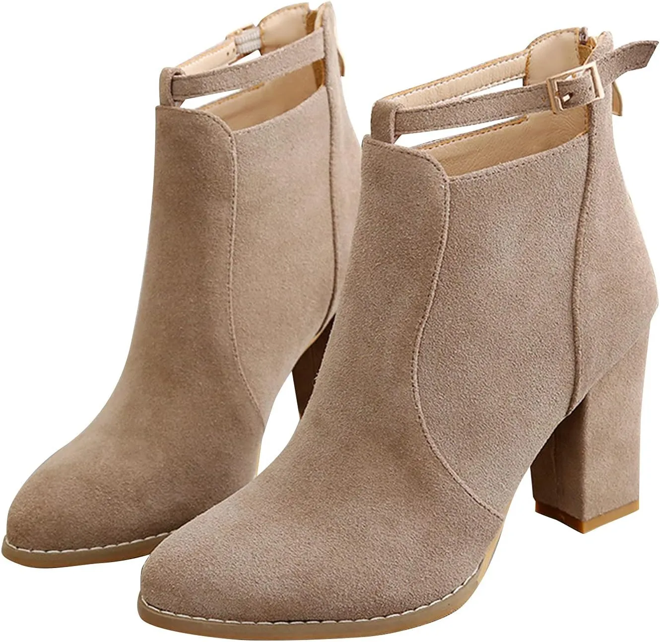 SBGMoSJ Ankle Boots for Women No Heel Wide Width Booties for Women Low Heel Ankle Boots for Women Size 9.5 Wide Womens Fall Ankle Boots Low Heel Womens Western Boots Wide Width