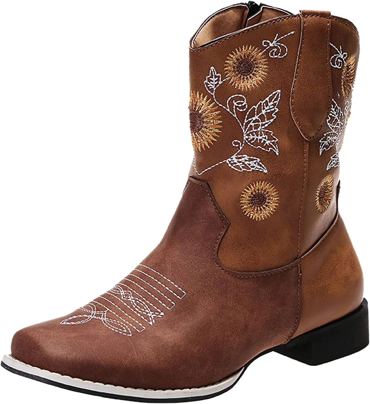 SBGMoSJ Ankle Boots for Women No Heel Wide Width Booties for Women Low Heel Ankle Boots for Women Size 9.5 Wide Womens Fall Ankle Boots Low Heel Womens Western Boots Wide Width