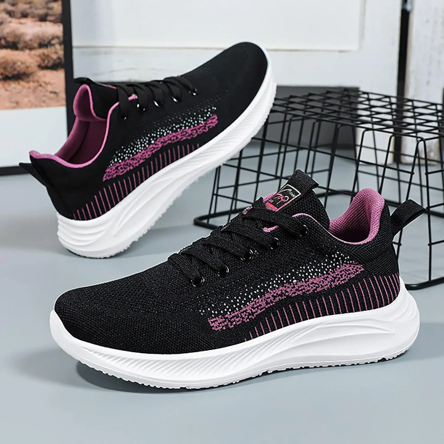 SBGMoSJ Casual Sneakers for Women Trendy Platform Zapatos Confortables para Mujer Casual Shoes for Women 2023 Platform Sneakers for Women 6 Wide Women Flat Black Shoes Wide Width Comfy and Dressy