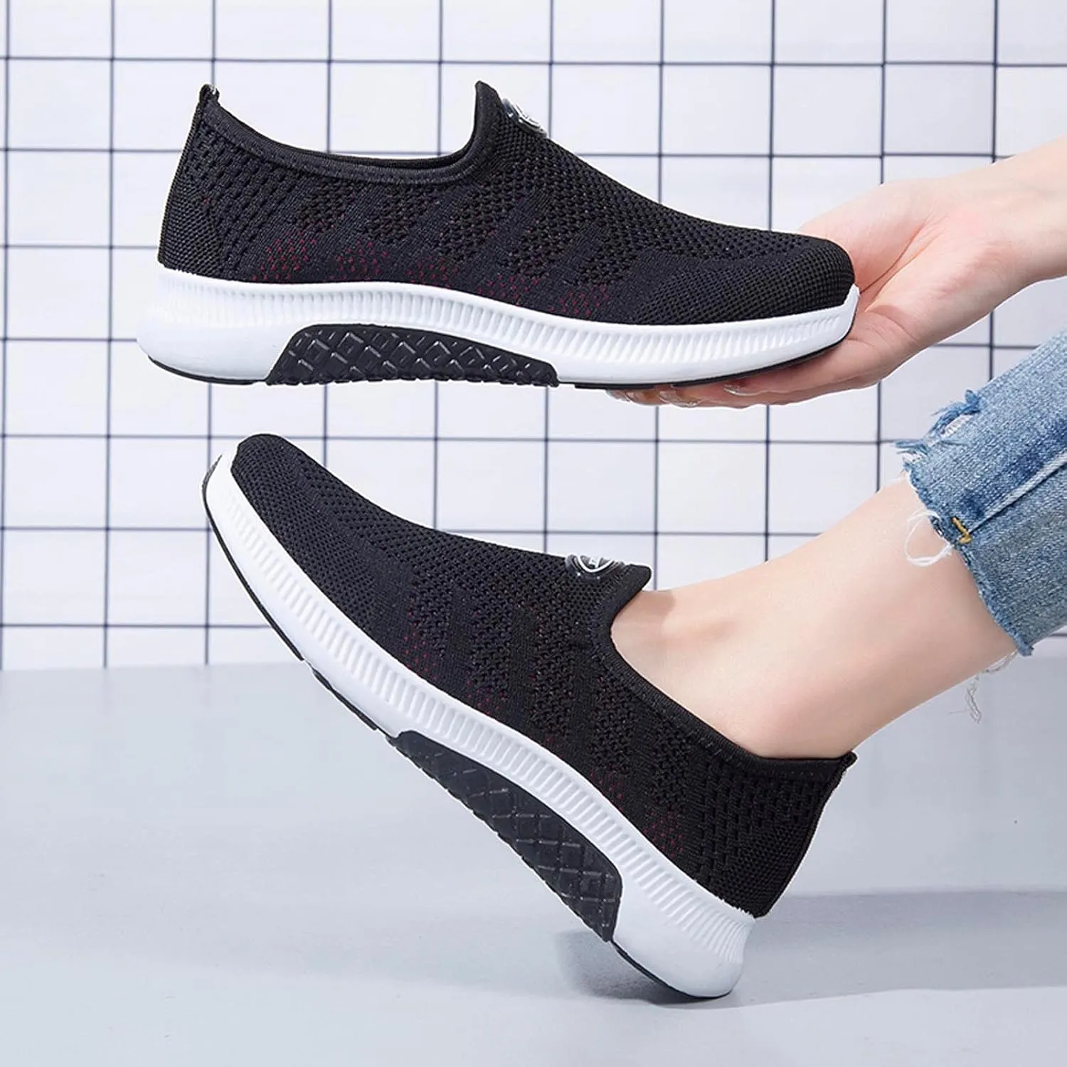 SBGMoSJ Chunky Sneakers Women Orthopedic Shoes for Women Wide Toe Brown Walking Shoes Women Wide Womens Slip On Sneakers Size 7 Ankle Black Slip On Tennis Shoes Female