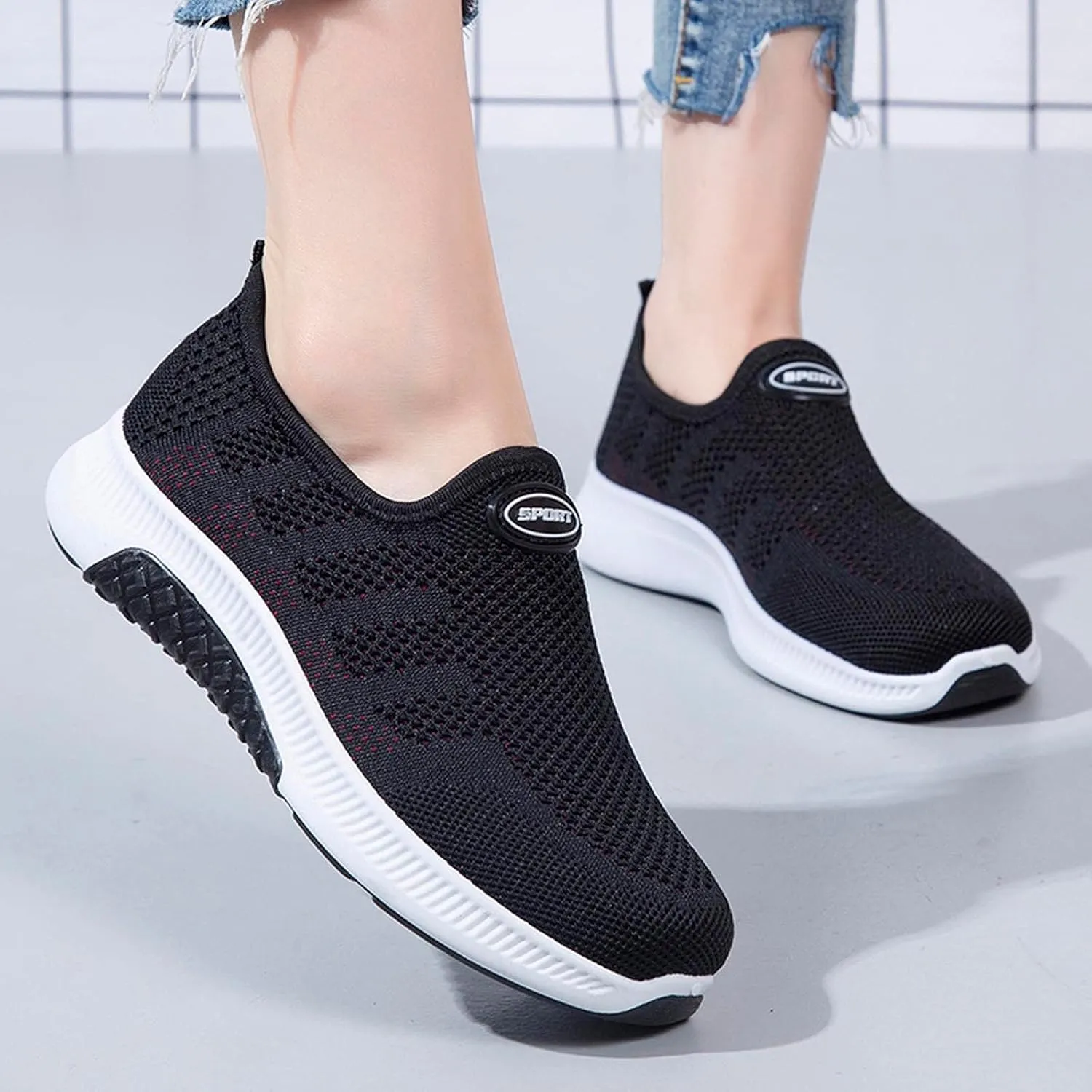 SBGMoSJ Chunky Sneakers Women Orthopedic Shoes for Women Wide Toe Brown Walking Shoes Women Wide Womens Slip On Sneakers Size 7 Ankle Black Slip On Tennis Shoes Female