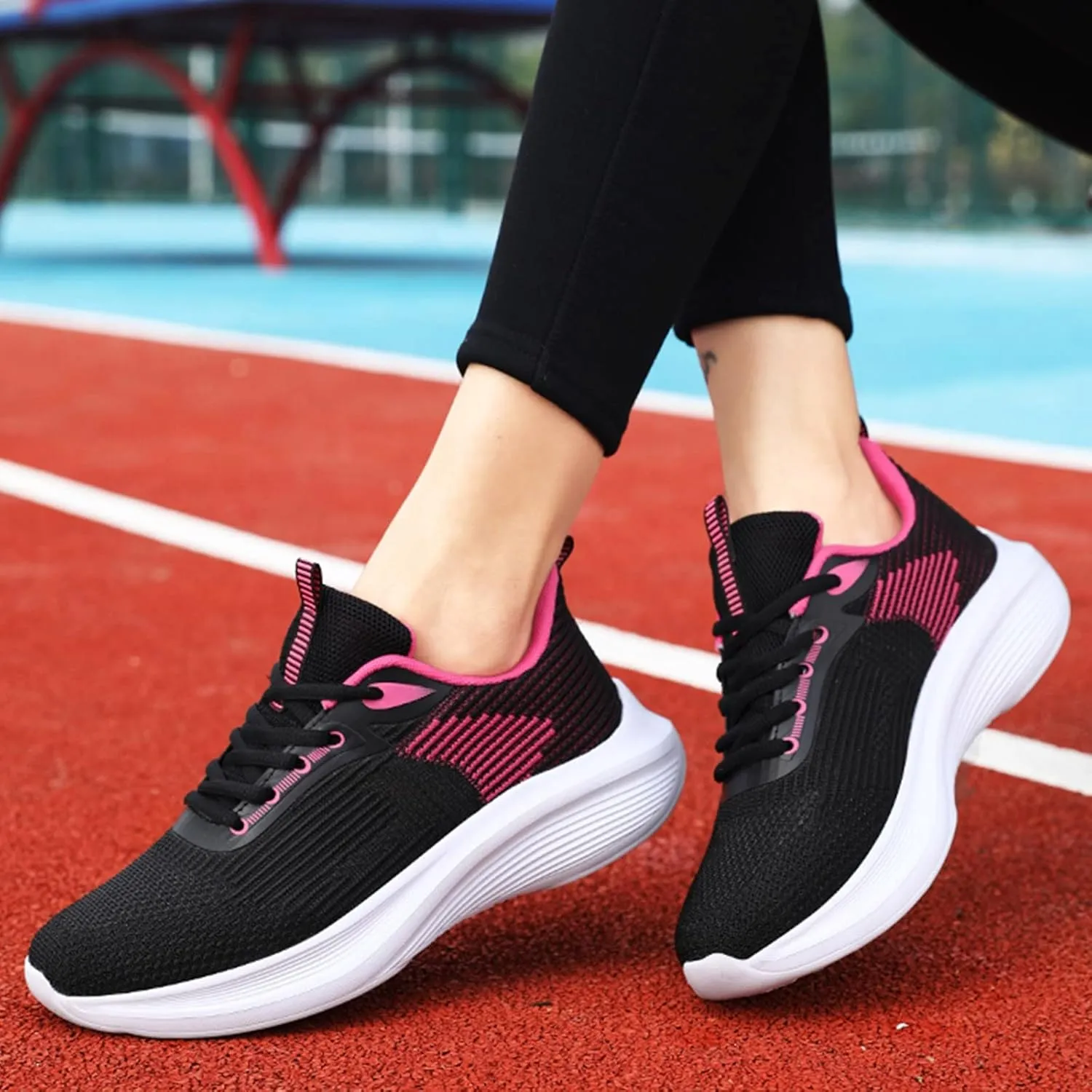 SBGMoSJ Running Shoes for Women Slip On Nurse Shoes for Women Gym Shoes for Women Workout Wide Feet Extra Wide White Sneakers for Women Leather Walking Shoes Plantar Fasciitis for Women