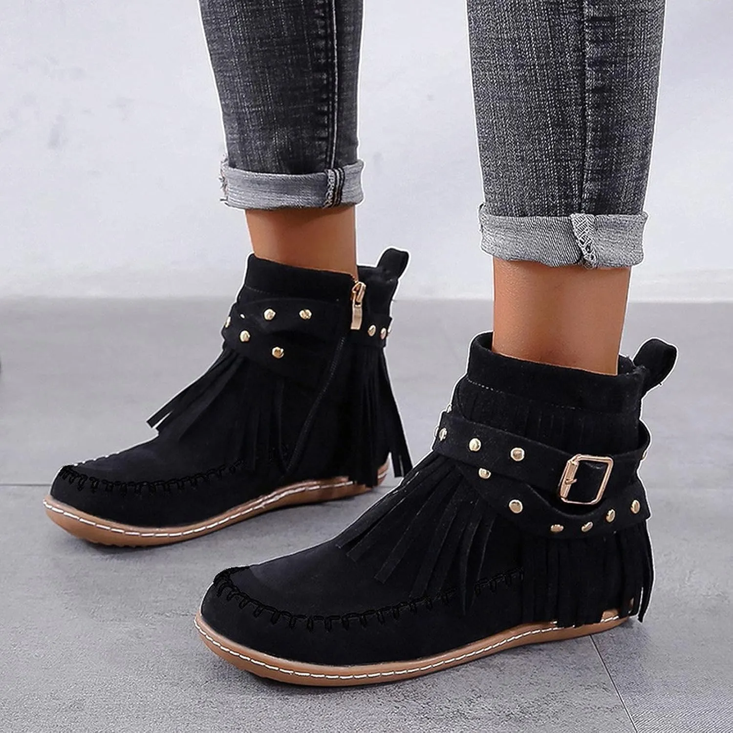 SBGMoSJ White Booties Women Ankle Boots Wide Width Brown Suede Ankle Boots Women Black Dress Booties for Women Low Heel Leather Ankle Booties for Women Low Heel Western Booties for Women Leather