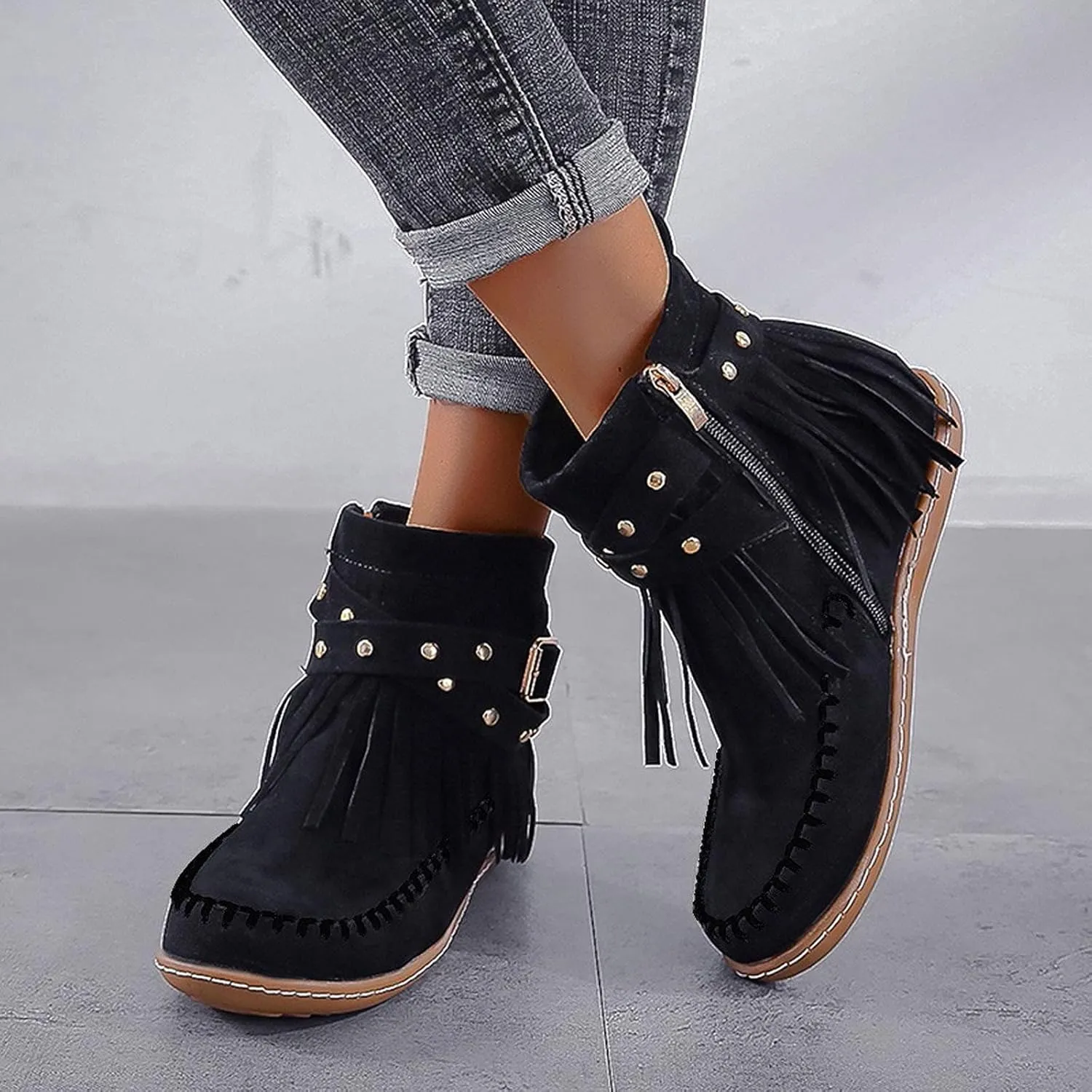 SBGMoSJ White Booties Women Ankle Boots Wide Width Brown Suede Ankle Boots Women Black Dress Booties for Women Low Heel Leather Ankle Booties for Women Low Heel Western Booties for Women Leather