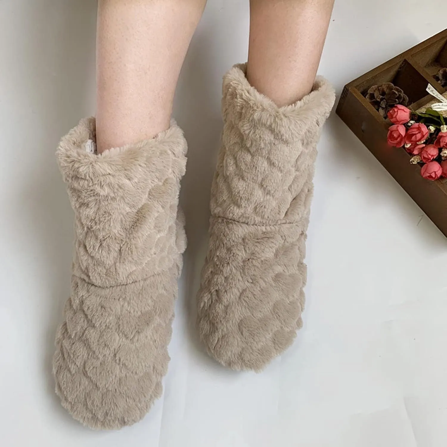 SBGMoSJ Women's Cozy Non Slip Grip Indoor House Bootie Slippers Women's House Shoes Booties Slippers for Women Fuzzy Fluffy Slippers for Men Funny Christmas Earrings for Women Gifts for Wife 2023