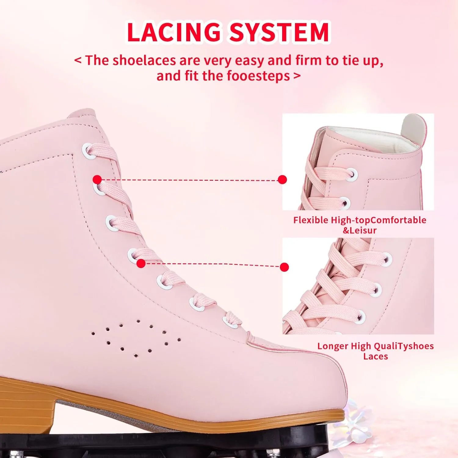 SilverTree Roller Skates for Women and Girls PU Leather High-top Adult Roller Derby Skate Wheels Light Up Roller Skates Four-Wheel Shiny Roller Skate
