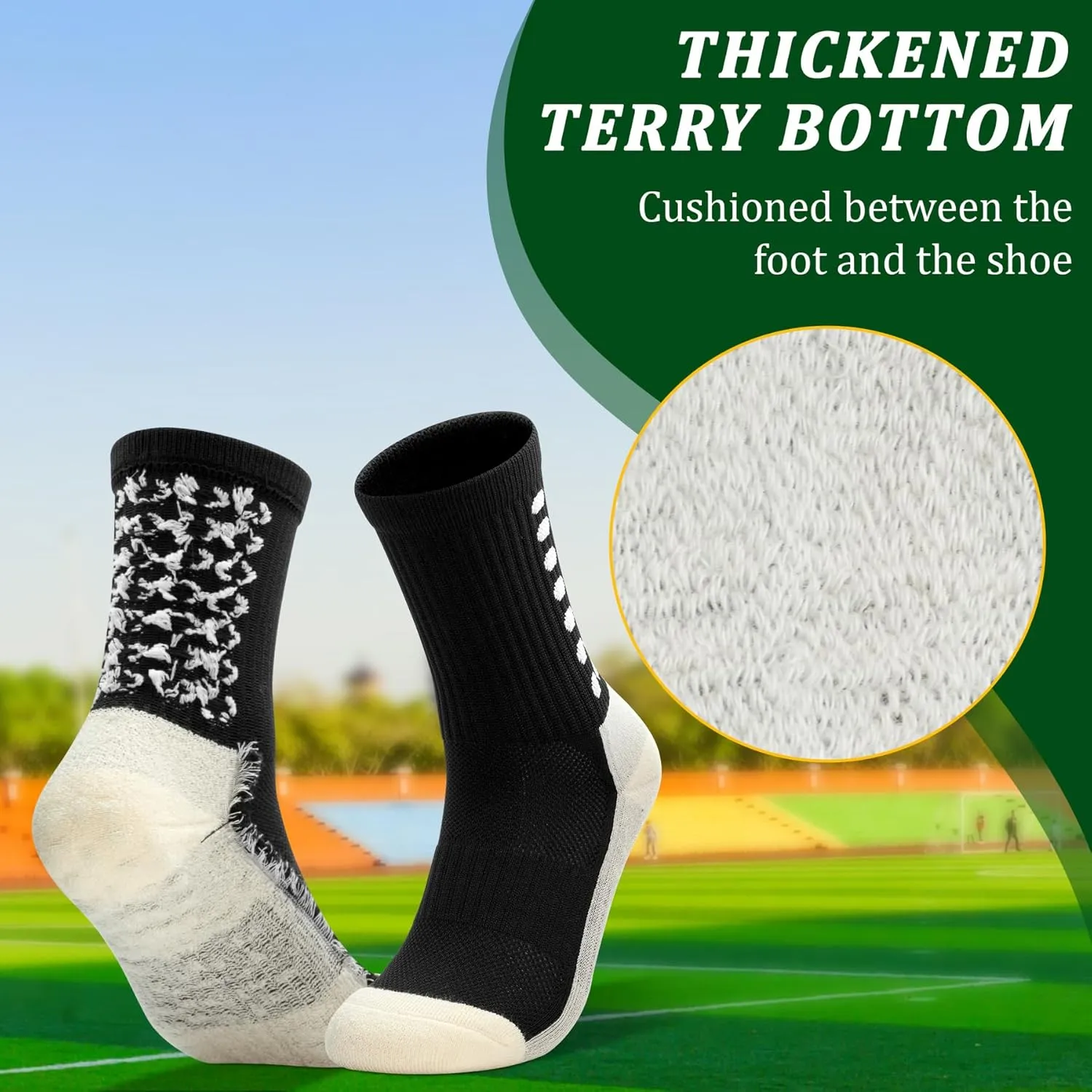 SkiBeaut Kids Soccer Grip Athletic Socks, 4 Pack Anti Skid Football Youth Grippy Slipper Socks for Youth Boy Girl 4-16 Years
