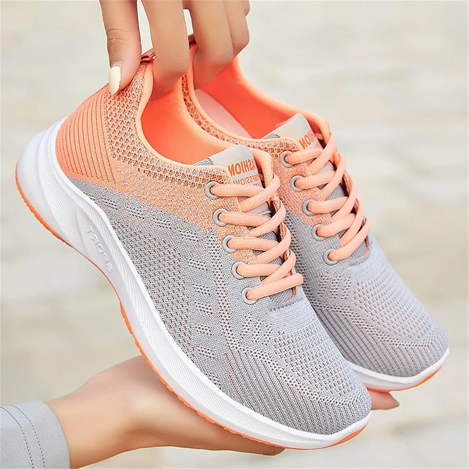 Sneakers for Women Walking Shoes Casual Lace Up Running Shoes for Women Slip On Men Casual Shoes Platform Sneakers Brown Tennis Shoe Cross Trainer Shoe