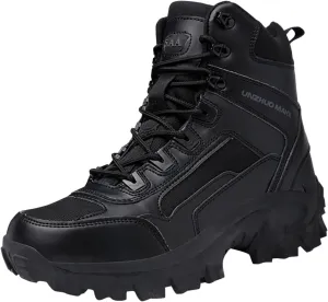 Snow Boots for Men Waterproof Furry Lined Warm Winter Boots Lace Up Cold Weather Anti-Slip Ankle Boots Classic Slip on Lightweight Hiking Shoes