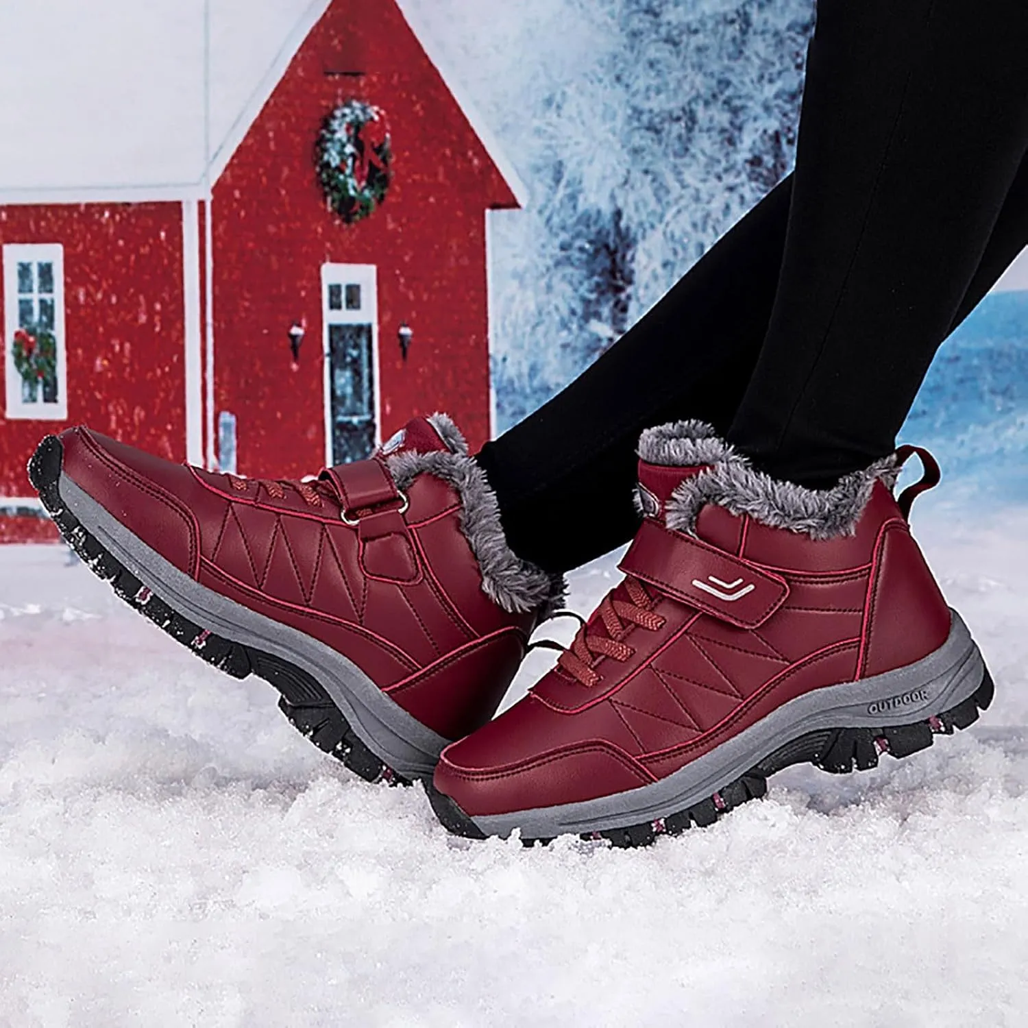Snow Boots Men Warm Lined Footwear Waterproof Outdoor Lightweight Winter Boots Non-Slip Cold Weather Shoes Hiking Boot Trekking Boots