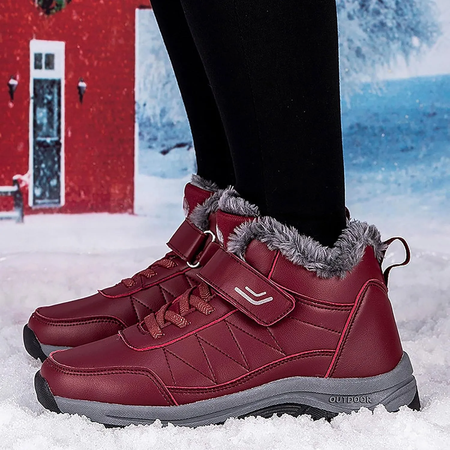 Snow Boots Men Warm Lined Footwear Waterproof Outdoor Lightweight Winter Boots Non-Slip Cold Weather Shoes Hiking Boot Trekking Boots