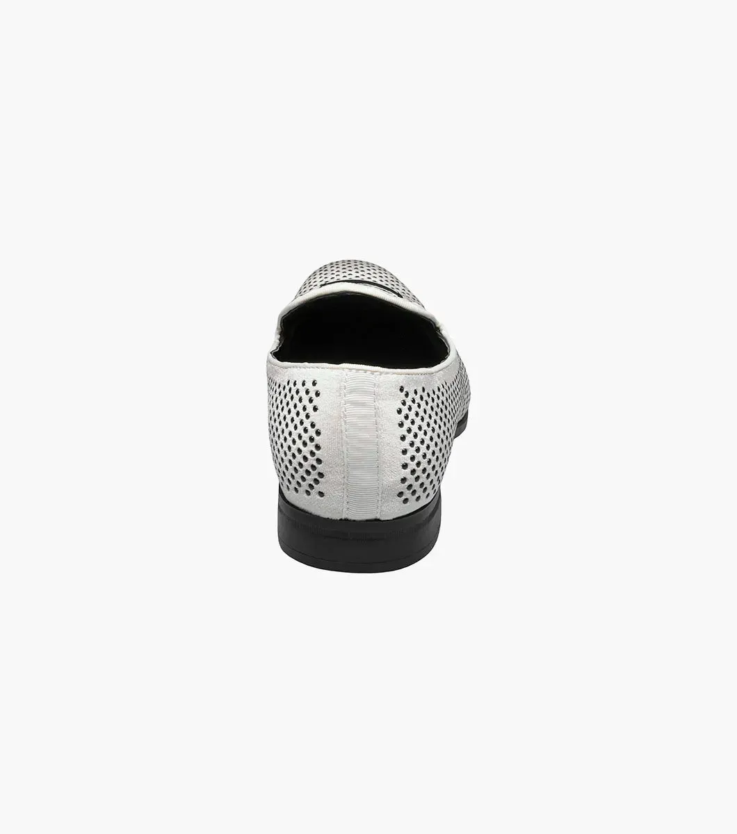 Stacy Adams Men's White Swagger Studded Slip-On Shoe
