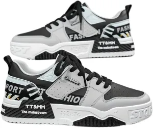 Stylish Patchwork Skate Shoes for Men - Breathable, Lace-up Sneakers with Good Grip and Comfortable Fit - Perfect for Casual Outings