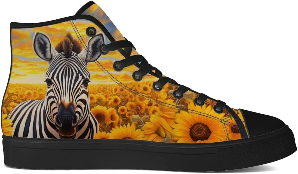 Sunflower Shoes for Men Women High Top Canvas Sneakers Lace Up Casual Walking Shoes Gifts for Dad Mom