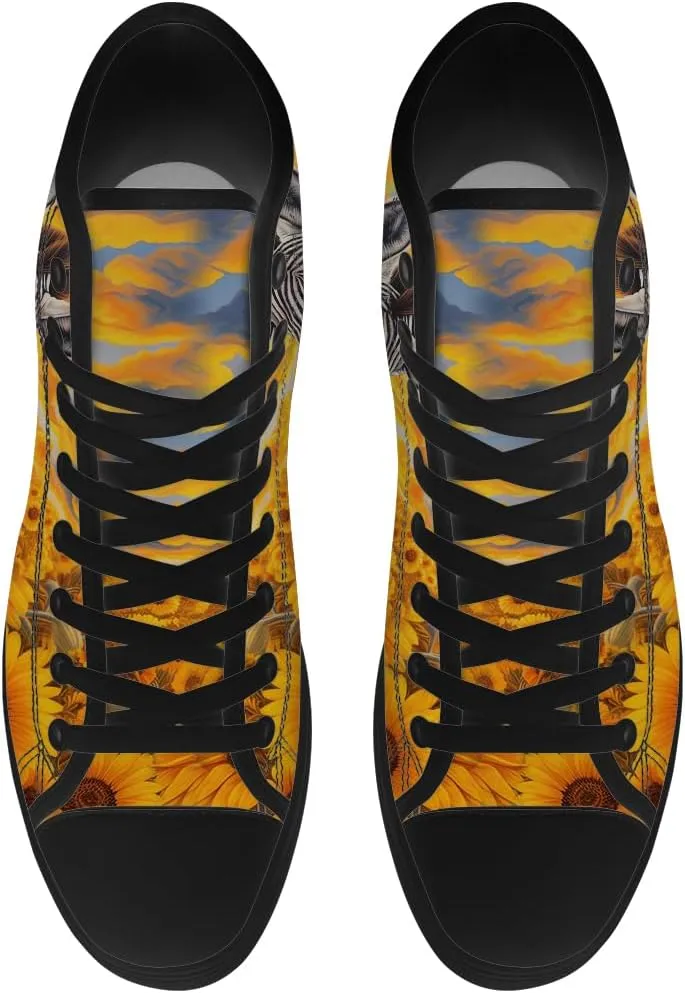 Sunflower Shoes for Men Women High Top Canvas Sneakers Lace Up Casual Walking Shoes Gifts for Dad Mom
