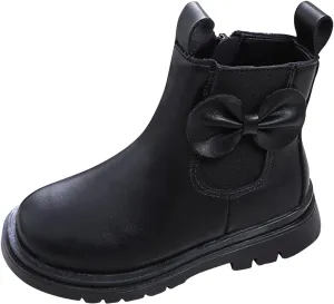 Toddler Leather Boots ??aterproof Short Snowboots Baby Girls Boys Non Slip Black Ankle Booties Kids First Walking Shoes
