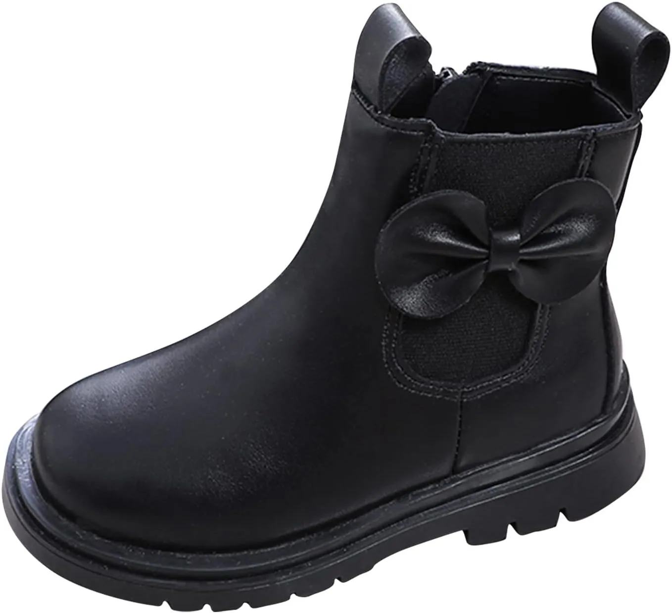 Toddler Leather Boots ??aterproof Short Snowboots Baby Girls Boys Non Slip Black Ankle Booties Kids First Walking Shoes