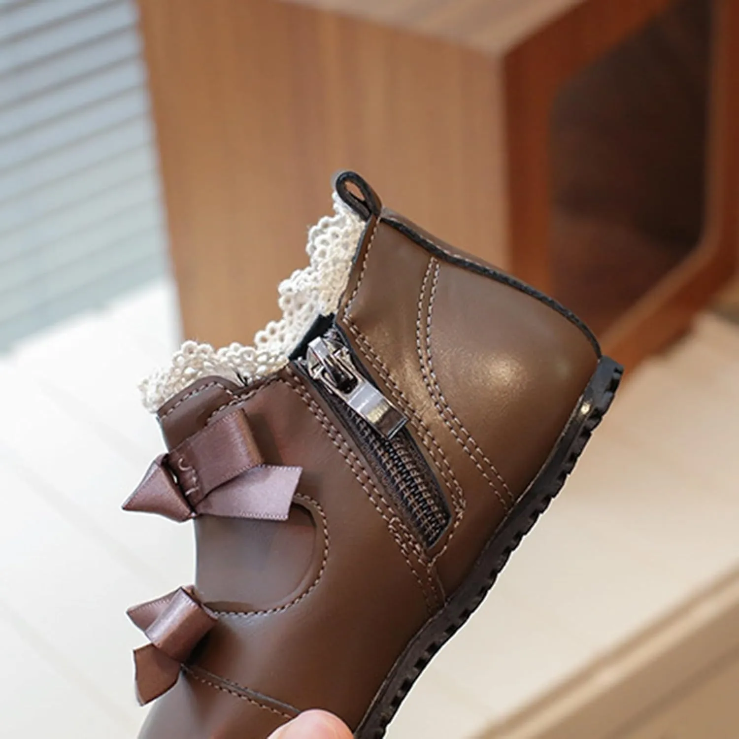 Toddler Little Girls Lace Bowtie Dress Shoes Wedding Pay Princess Mary Jane Ballerina Flat Shoes Ankle Booties
