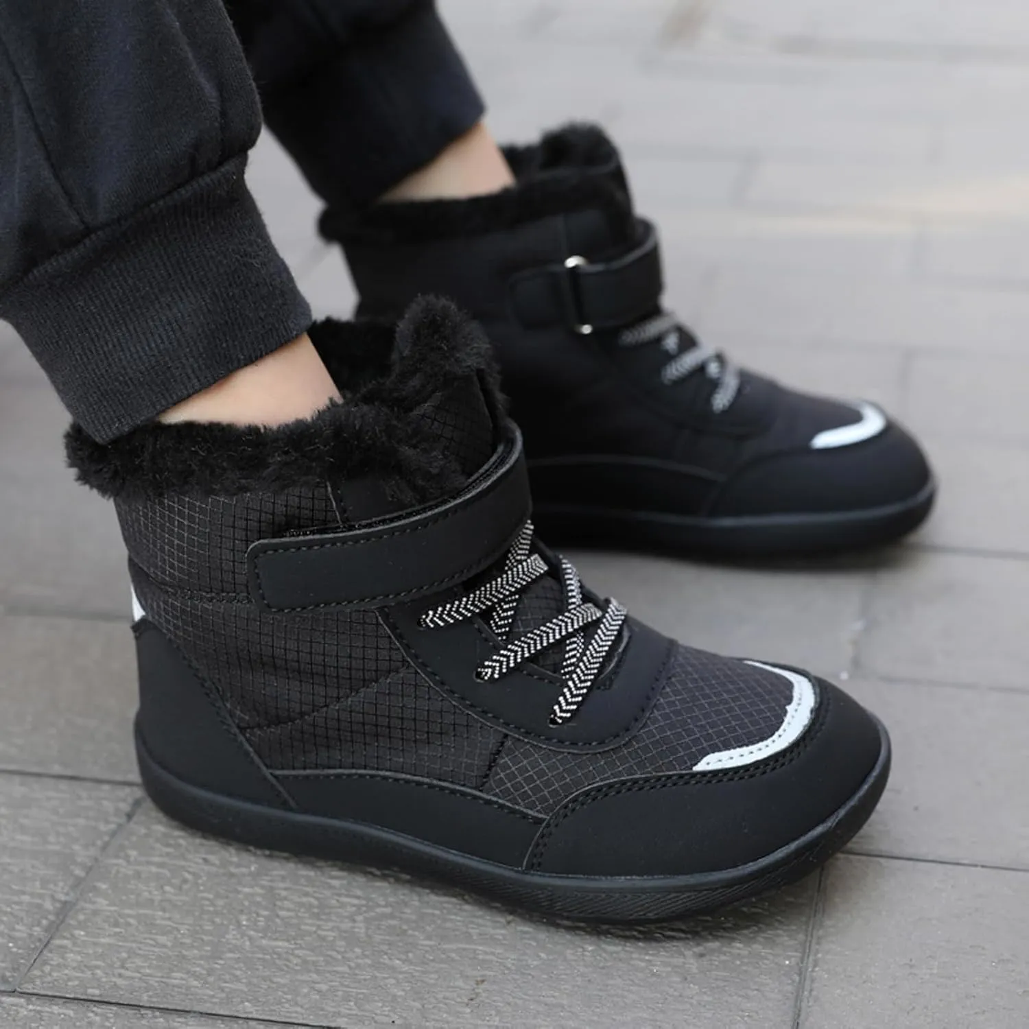 Toddler Snow Boots Boys Girls Winter Warm Shoes High Top Outdoor Sneakers For Cold Weather Water Proof Non-Slip Boots