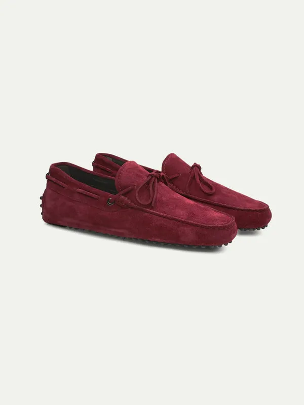 Wine Red Suede Ophelia Driving Loafers - AW24