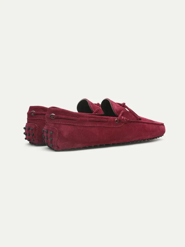Wine Red Suede Ophelia Driving Loafers - AW24