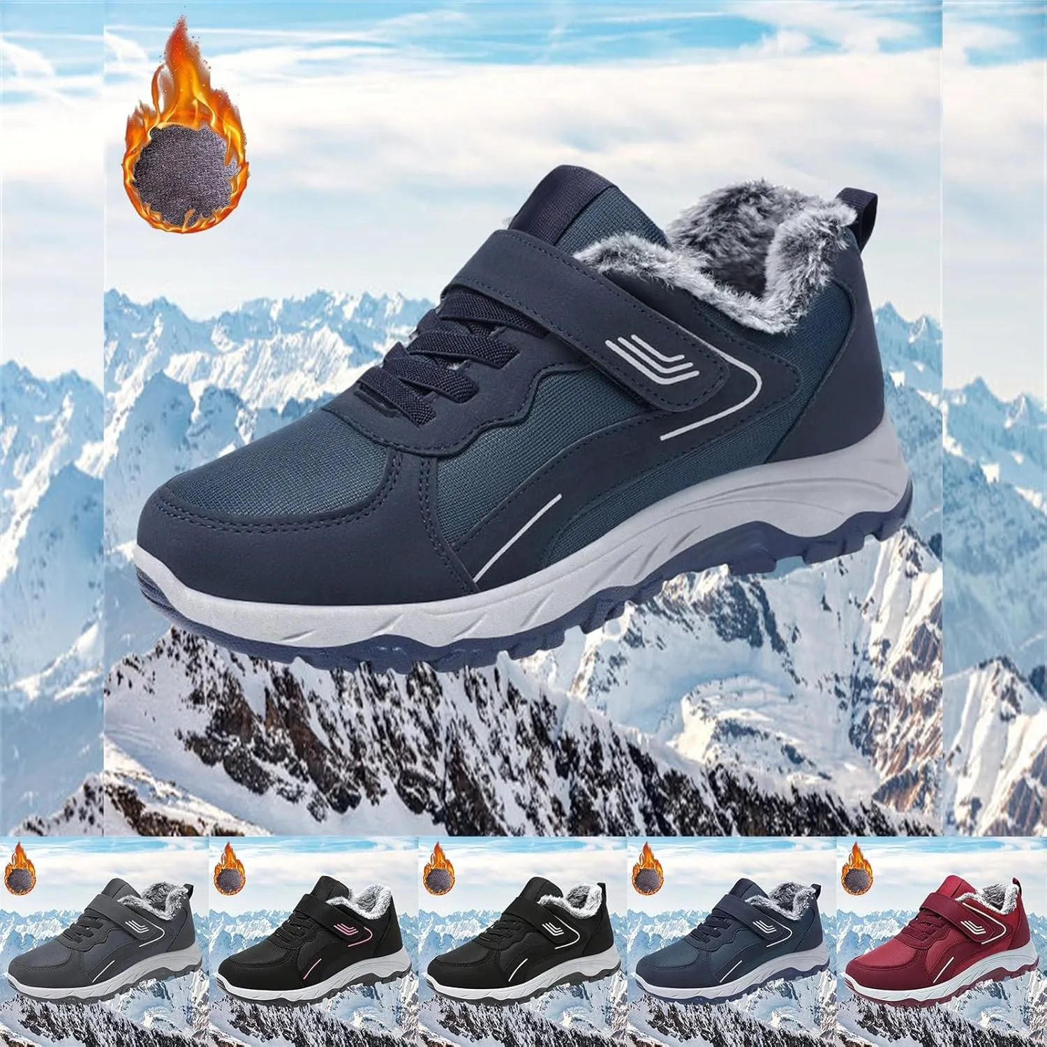 Winter Booties Warm Snow Boots Weather Comfortable And Mid Calf Sneaker aterproof Plush Lined Walking Sneaker