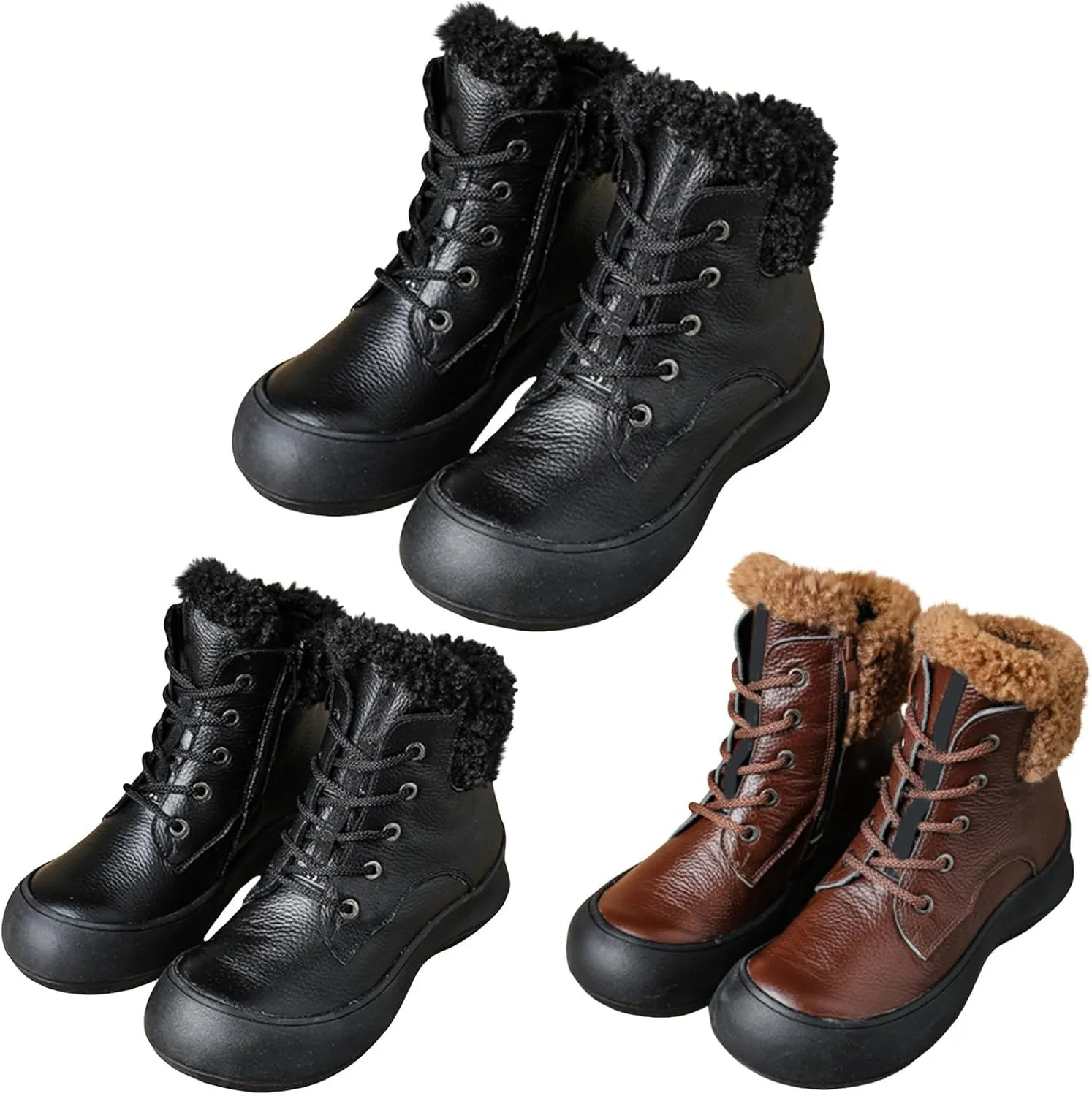 Winter Boots for Women Waterproof Snow Womens Winter Shoes Black Furry Boots for Women Non Slip Work Boots Women Short Winter Boots for Women Low Heel Prime of Day Deals Today 2024