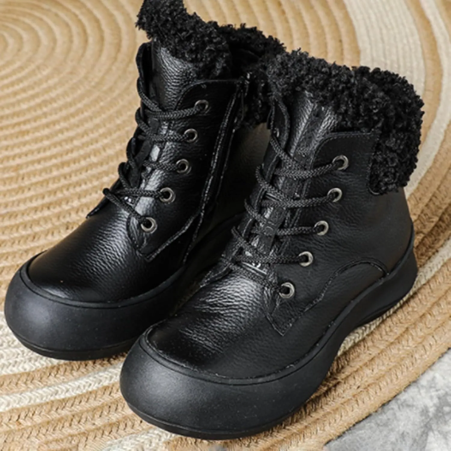 Winter Boots for Women Waterproof Snow Womens Winter Shoes Black Furry Boots for Women Non Slip Work Boots Women Short Winter Boots for Women Low Heel Prime of Day Deals Today 2024