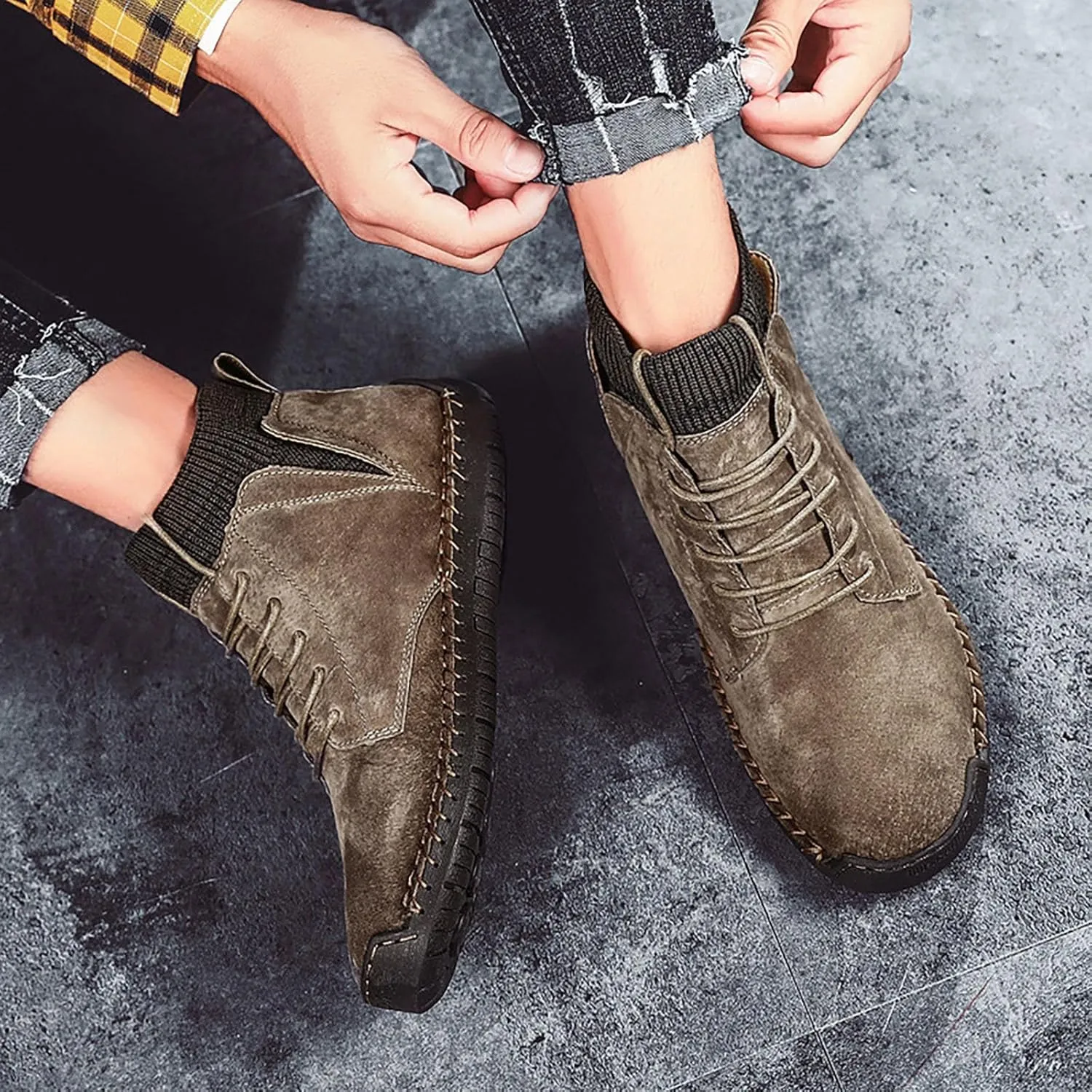 Winter Padded Men's British Large Size Casual Suede Handmade Foreign Trade Sport Mens Casual Fashion Breathable Sneaker