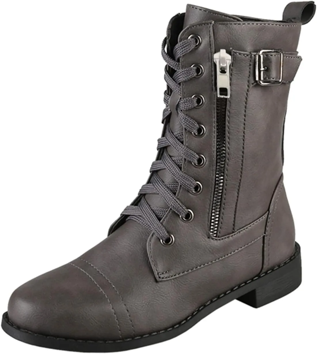 Women Combat Mid Calf Boots Wedge Heels Ankle Boots for WomenWomen's Winter Lace up Mid Calf Combat Riding Boots