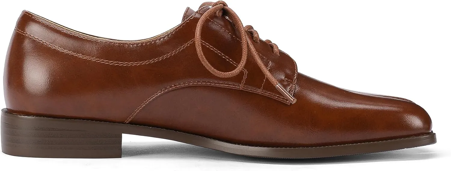 Women Neutral Oxford Shoes Lace-up Handmade Derby Faux Leather Flats Solid Ladies Shoes with Tabi Split Toe