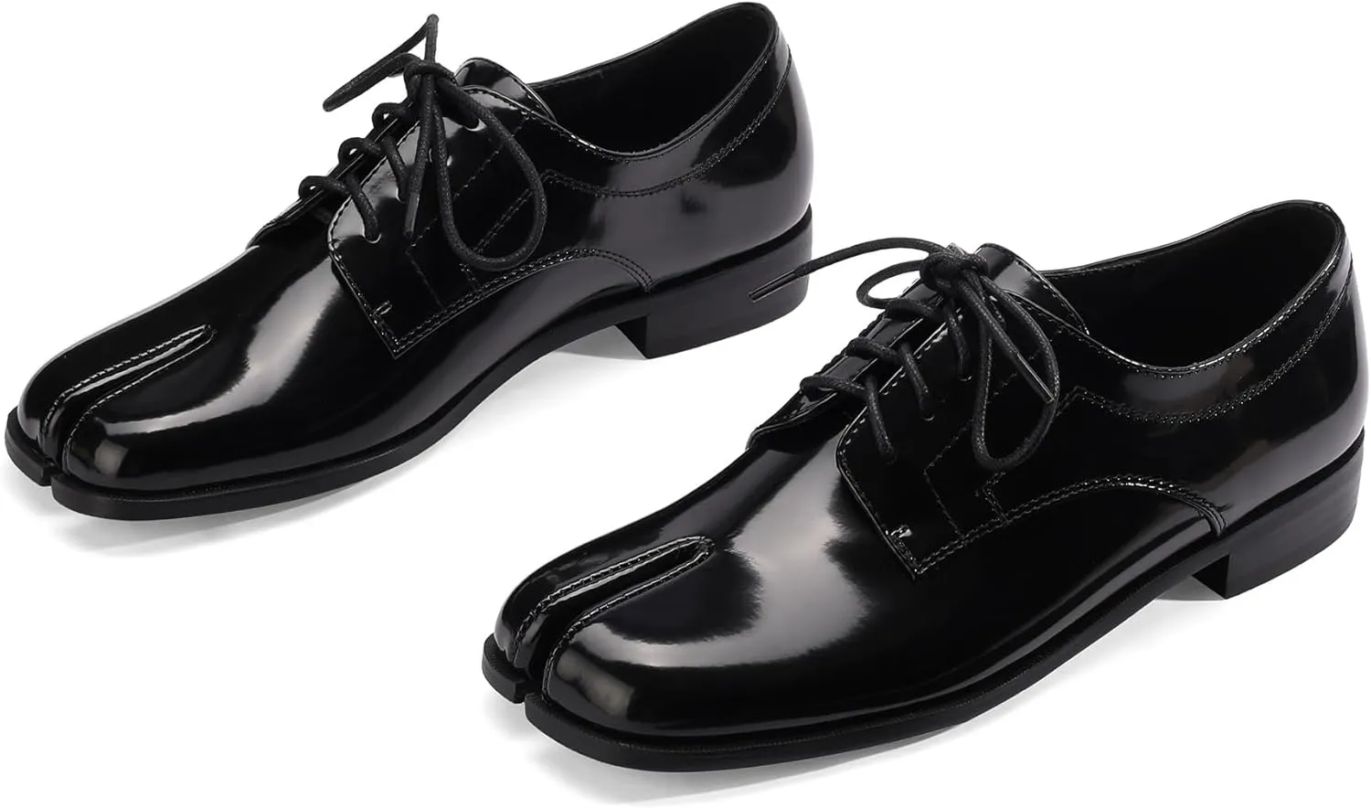 Women Neutral Oxford Shoes Lace-up Handmade Derby Faux Leather Flats Solid Ladies Shoes with Tabi Split Toe