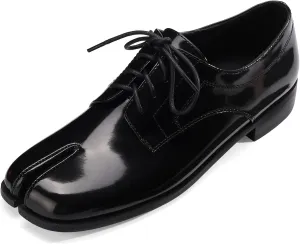 Women Neutral Oxford Shoes Lace-up Handmade Derby Faux Leather Flats Solid Ladies Shoes with Tabi Split Toe