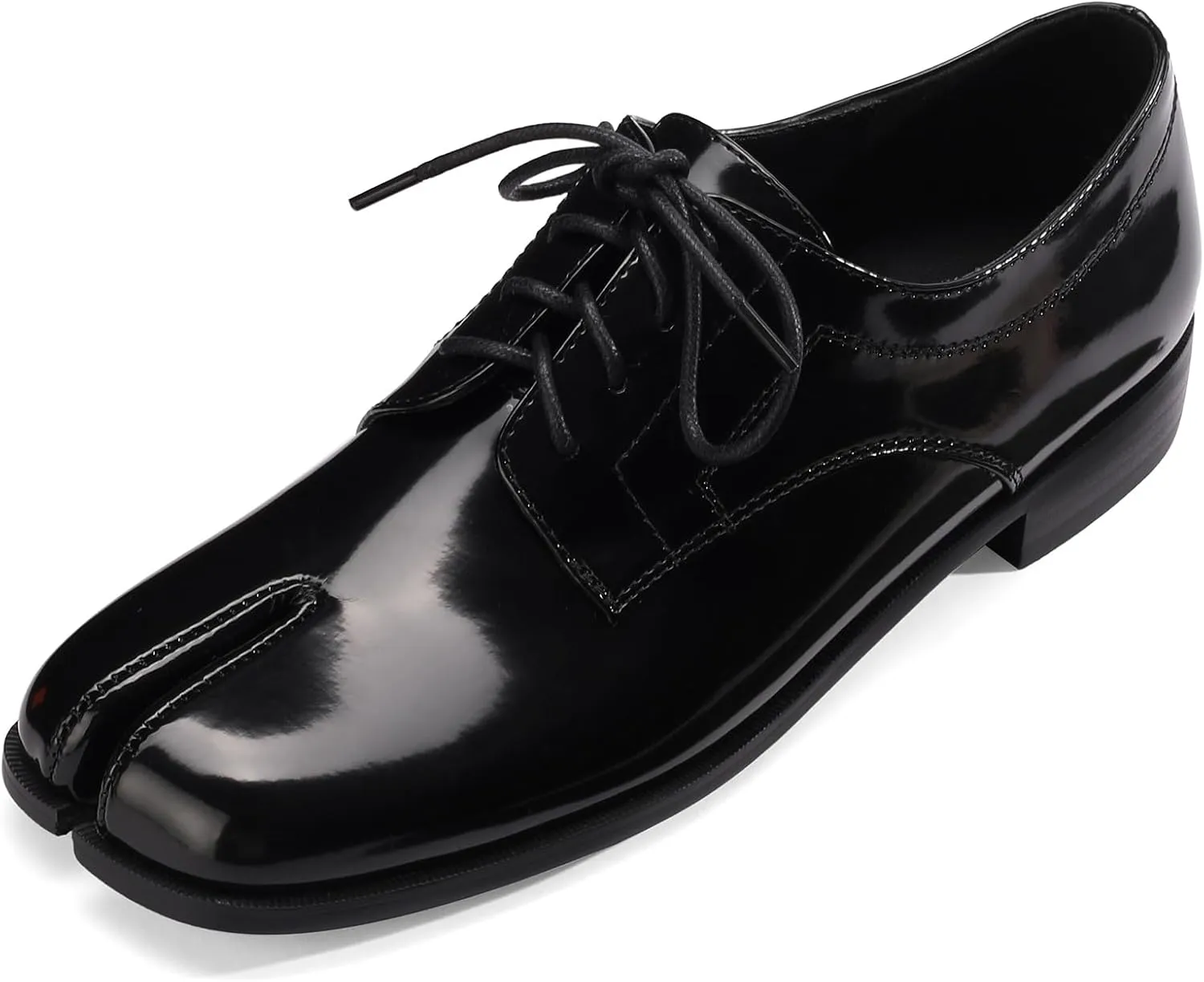 Women Neutral Oxford Shoes Lace-up Handmade Derby Faux Leather Flats Solid Ladies Shoes with Tabi Split Toe