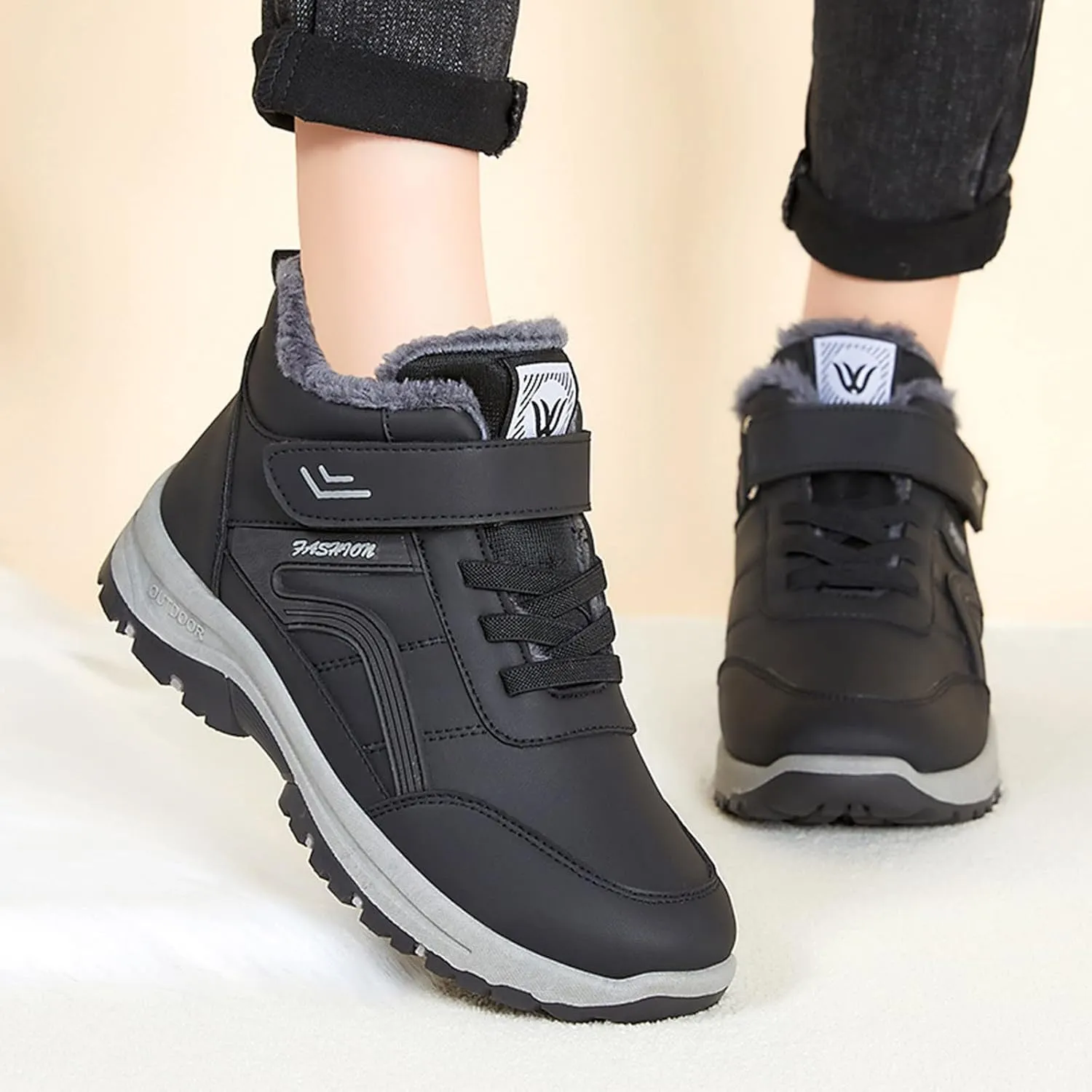 Women Snow Boots Waterproof Winter Boots Non-slip Warm Fur Booties Winter Warm Outdoor Ankle Boots Ladies Walking Hiking Booties