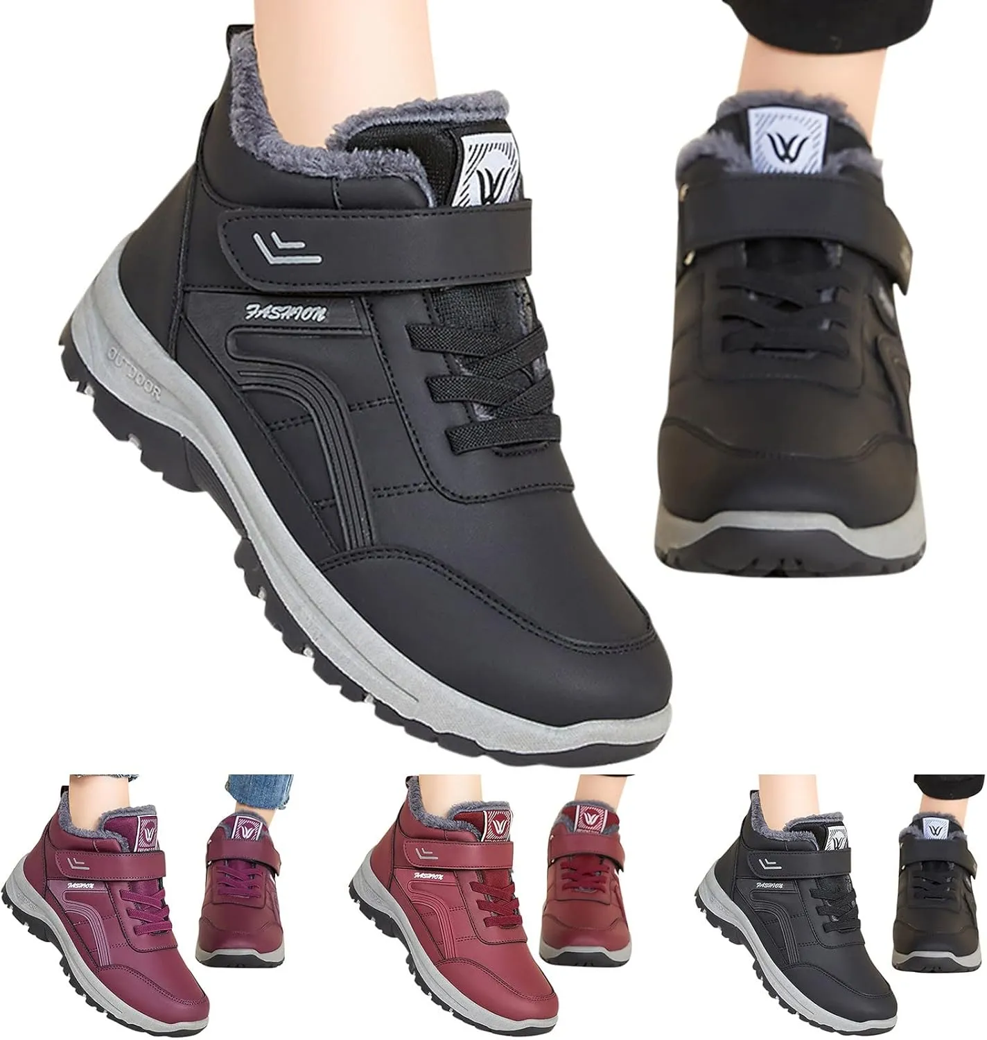 Women Snow Boots Waterproof Winter Boots Non-slip Warm Fur Booties Winter Warm Outdoor Ankle Boots Ladies Walking Hiking Booties
